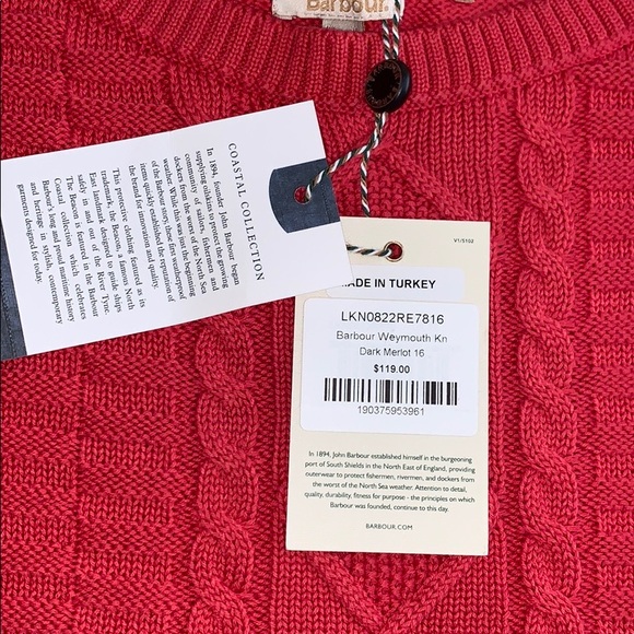 Barbour Weymouth Knit Red Sweater Size US 12 - Picture 8 of 16